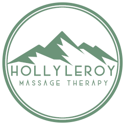 Logo for Holly LeRoy Massage Therapy displaying Mountains